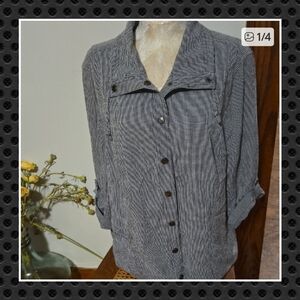 Christopher & Banks Black and White Houndstooth Topper Size Xlp